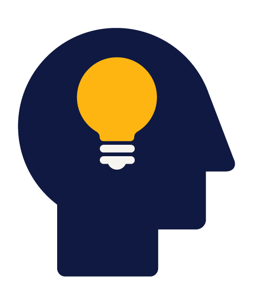 illustration of a head with a light bulb in it