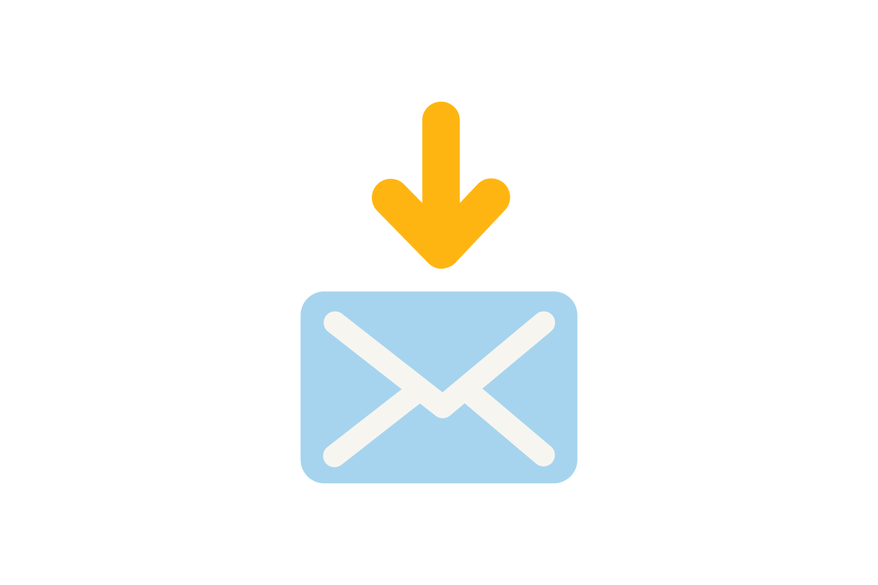 illustration of an envelope with an arrow pointing at it.