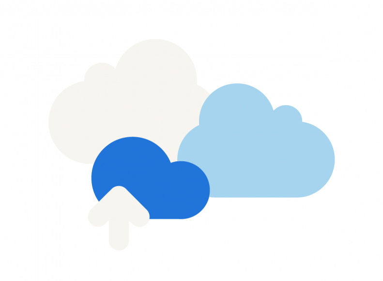 illustration of clouds with an arrow pointing upwards