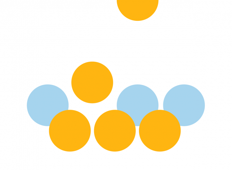 Illustration of blue and yellow dots
