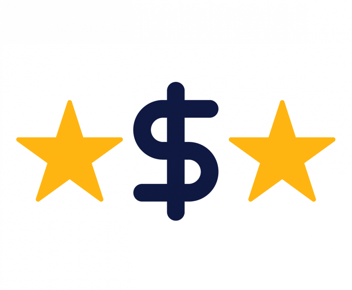 illustration of a dollar sign with a star on the left and right